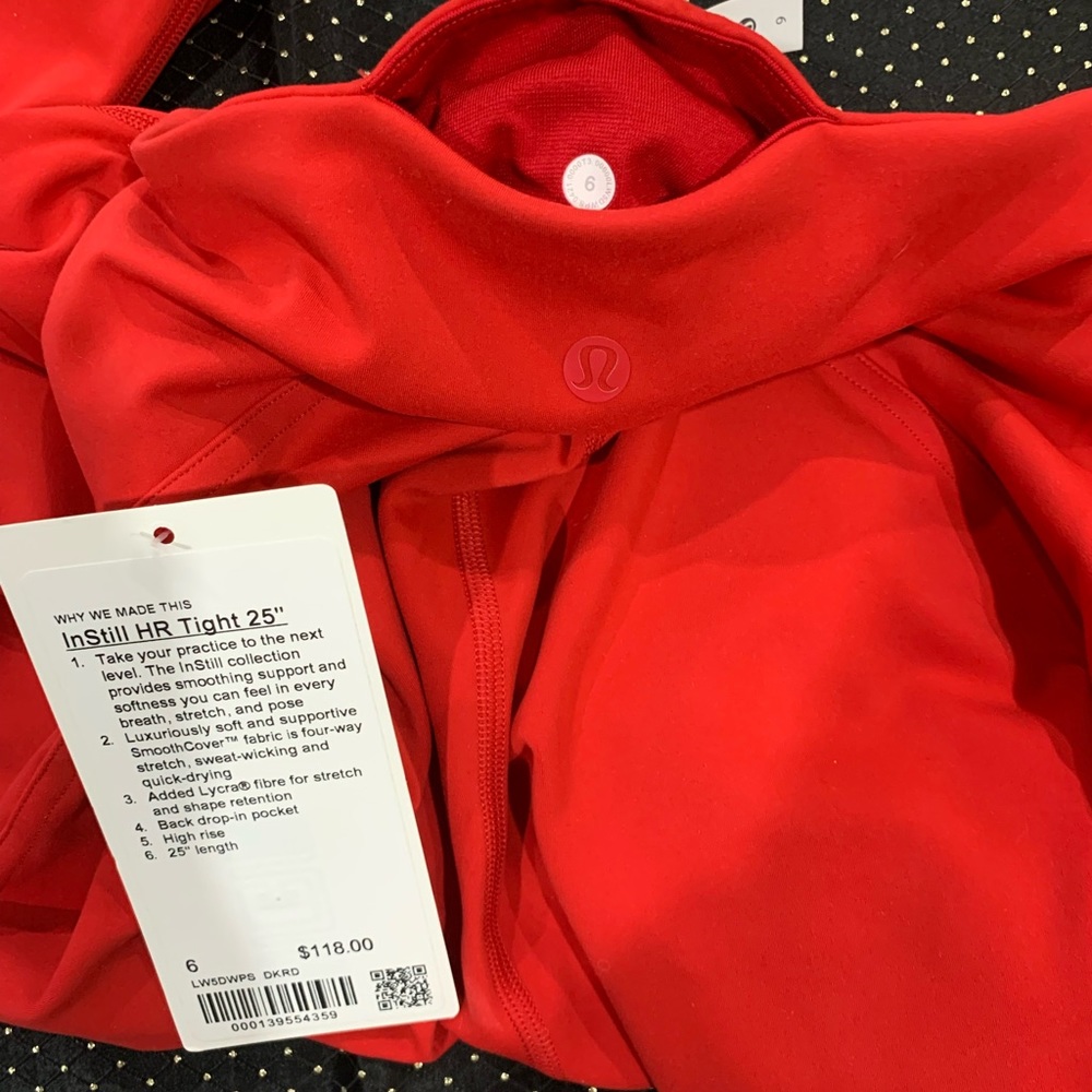 Lululemon InStill Tight leggings NWT dark Red DKRD size 6 25”